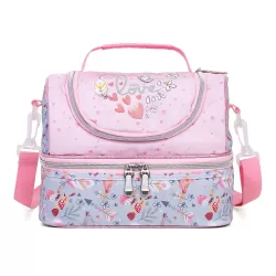 Eazy Kids Dual Compartment Lunch Bag Love - Pink