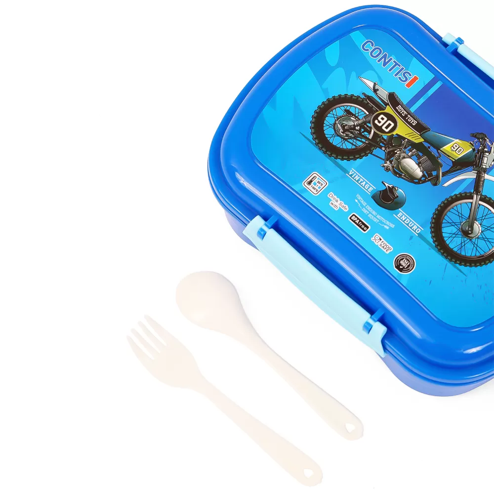 Eazy Kids Lunch Box wt Bottle - Bike Blue