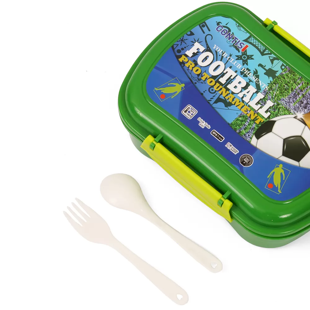 Eazy Kids Lunch Box wt Bottle - Foot Ball Green