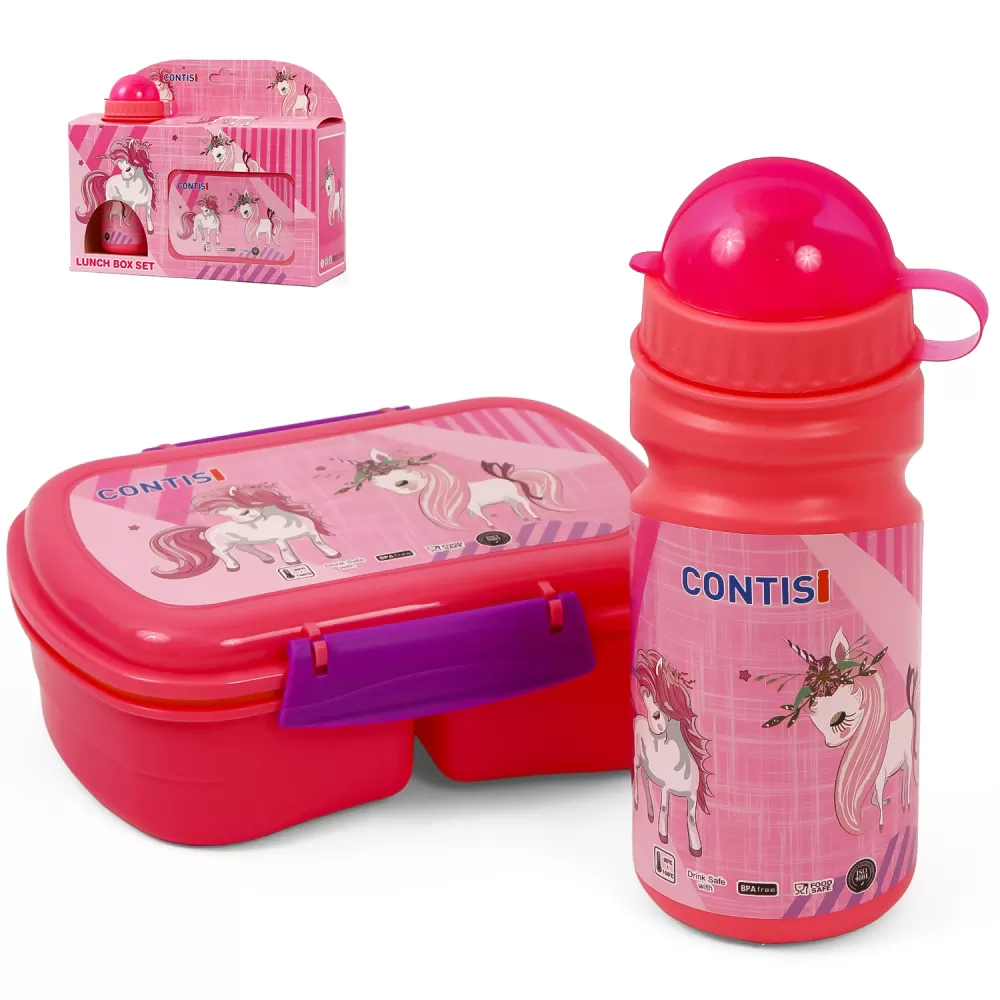 Eazy Kids Lunch Box wt Bottle - Unicorn Pink