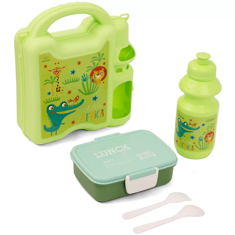 Eazy Kids Lunch Box wt Bottle - Green