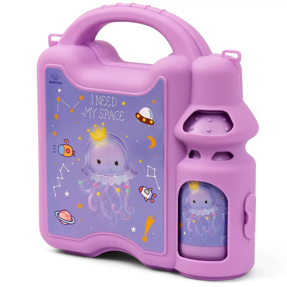 Eazy Kids Lunch Box wt Bottle - Purple