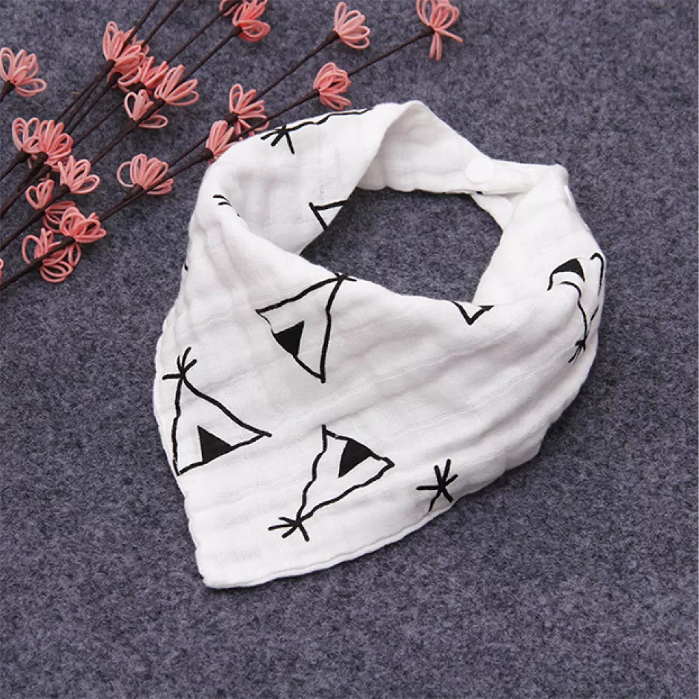 Eazy Kids - Muslin Bandana Bibs - Set of 3- Black &amp; White