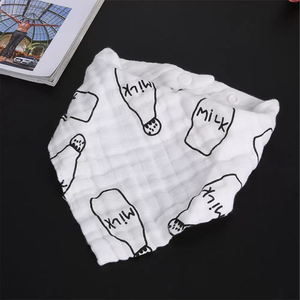 Eazy Kids - Muslin Bandana Bibs - Set of 3- Black &amp; White