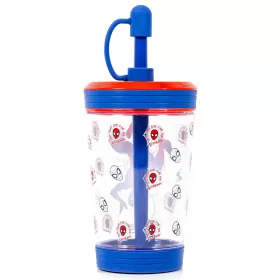 Marvel Beyond Amazing Spider-Man Tritan Sipper Tumbler Water Bottle W/Straw and Leash Lid-Blue(480ml)