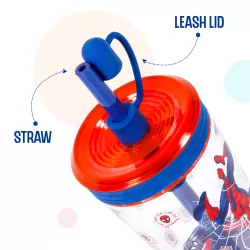 Marvel Beyond Amazing Spider-Man Tritan Sipper Tumbler Water Bottle W/Straw and Leash Lid-Blue(480ml)