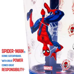 Marvel Beyond Amazing Spider-Man Tritan Sipper Tumbler Water Bottle W/Straw and Leash Lid-Blue(480ml)