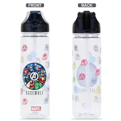 Marvel Avengers Assemble 2-In-1 Tritan Water Bottle-Black (650ml)