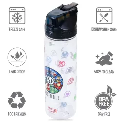 Marvel Avengers Assemble 2-In-1 Tritan Water Bottle-Black (650ml)