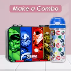 Marvel Avengers Tritan Water Bottle w/Lockable Push button and Carry Handle-Blue (420ml)