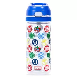 Marvel Avengers Tritan Water Bottle w/Lockable Push button and Carry Handle-Blue (420ml)