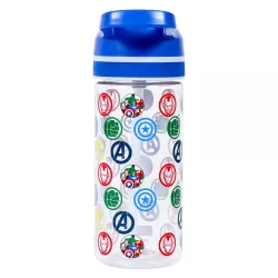 Marvel Avengers Tritan Water Bottle w/Lockable Push button and Carry Handle-Blue (420ml)