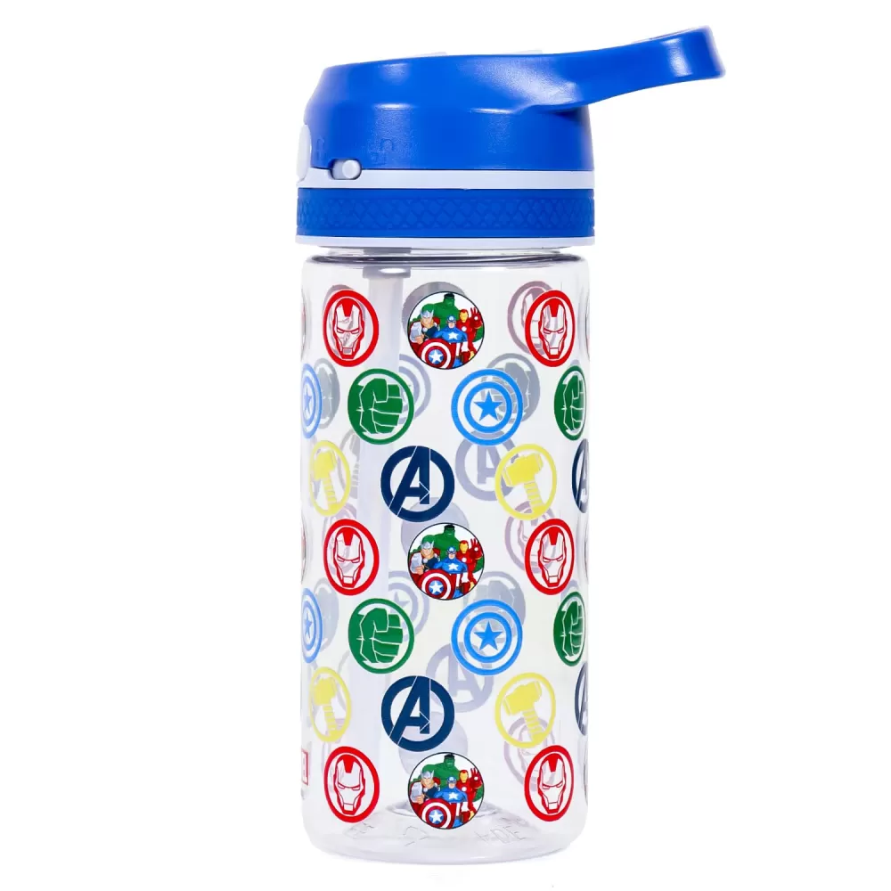 Marvel Avengers Tritan Water Bottle w/Lockable Push button and Carry Handle-Blue (420ml)