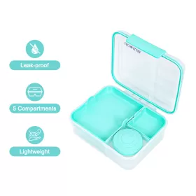 Eazy Kids 3/4/5 Compartment Convertible 1650ml Bento Lunch Box with 150ml Gravy Bowl - Green