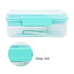 Eazy Kids 3/4/5 Compartment Convertible 1650ml Bento Lunch Box with 150ml Gravy Bowl - Green