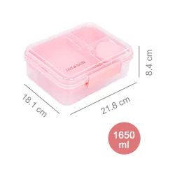 Eazy Kids 3/4/5 Compartment Convertible 1650ml Bento Lunch Box with 150ml Gravy Bowl - Pink