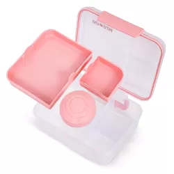 Eazy Kids 3/4/5 Compartment Convertible 1650ml Bento Lunch Box with 150ml Gravy Bowl - Pink