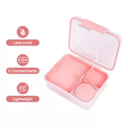 Eazy Kids 3/4/5 Compartment Convertible 1650ml Bento Lunch Box with 150ml Gravy Bowl - Pink