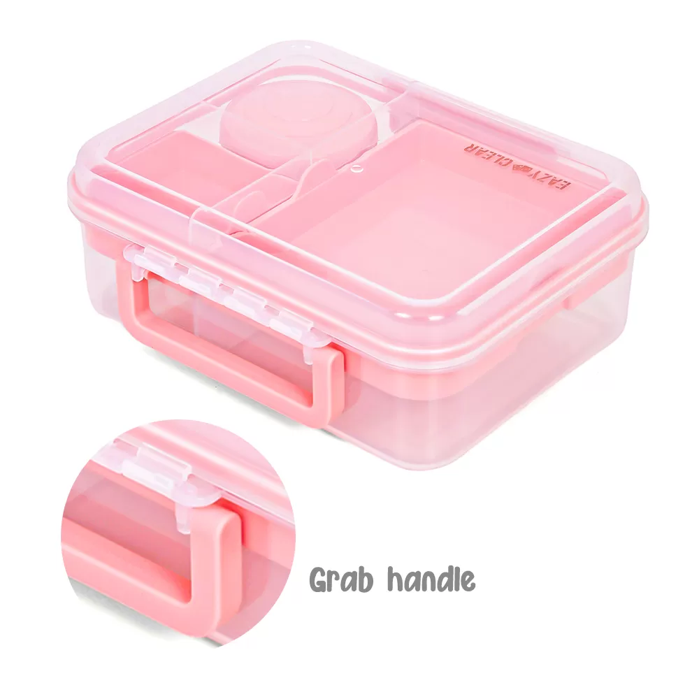 Eazy Kids 3/4/5 Compartment Convertible 1650ml Bento Lunch Box with 150ml Gravy Bowl - Pink