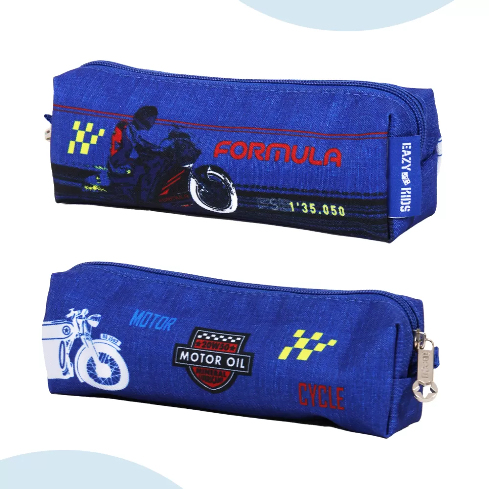 Eazy Kids-18&quot; Set of 2 Formula Racing Big Wheel Trolley School &amp; Pencil Case-Blue