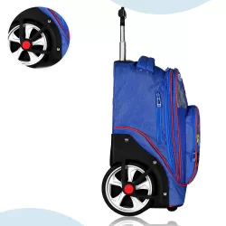 Eazy Kids-18" Set of 2 Formula Racing Big Wheel Trolley School & Pencil Case-Blue