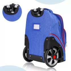 Eazy Kids-18" Set of 2 Formula Racing Big Wheel Trolley School & Pencil Case-Blue