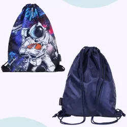 Eazy Kids-Back to School-17" Set of 4 School Bag Lunch Bag Activity Bag & Pencil Case Astronaut-Blue