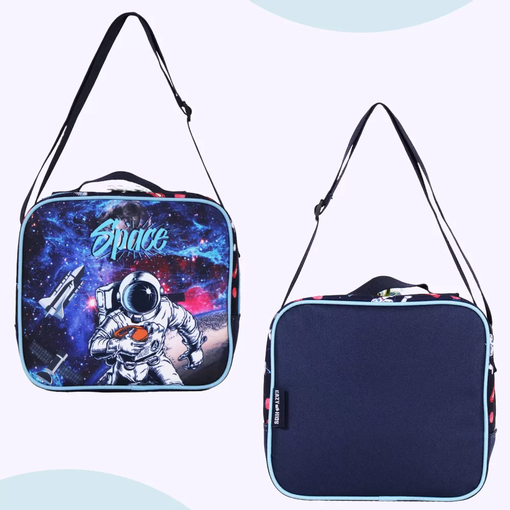 Eazy Kids-Back to School-17&quot; Set of 4 School Bag Lunch Bag Activity Bag &amp; Pencil Case Astronaut-Blue