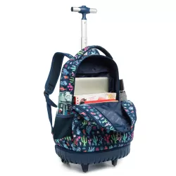 Eazy Kids-18" Set of 3 Trolley School Bag Lunch Bag & Pencil Case Cacti-Blue