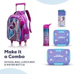 Eazy Kids-16" Set of 3 Trolley School Bag Lunch Bag & Pencil Case Mermaid-Purple