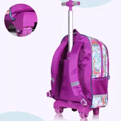 Eazy Kids-Back to School-17" Set of 4 School Bag Lunch Bag Activity Bag & Pencil Case Unicorn-Pink