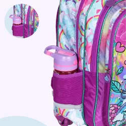 Eazy Kids-Back to School-17" Set of 4 School Bag Lunch Bag Activity Bag & Pencil Case Unicorn-Pink