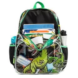 Eazy Kids 17Inch Set of 3 School Bag with Lunch Bag and Pencil Case Dinosaur - Black