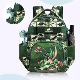 Eazy Kids-18" School Bag Lunch Bag Pencil Case Set of 3 Dinosaur-Green