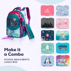 Eazy Kids-17" School Bag Lunch Bag Pencil Case Set of 3 Mermaid Sea-Green