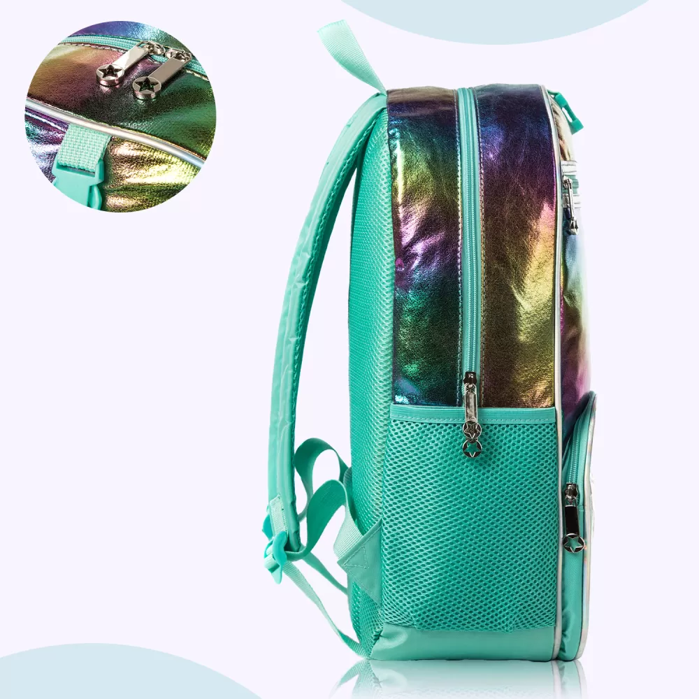 Eazy Kids-17&quot; School Bag Lunch Bag Pencil Case Set of 3 Mermaid Shell-Green