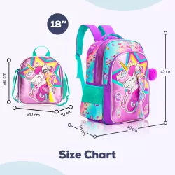 Eazy Kids 18" Set of 4 School Bag Lunch Bag Activity Bag & Pencil Case Unicorn - Pink