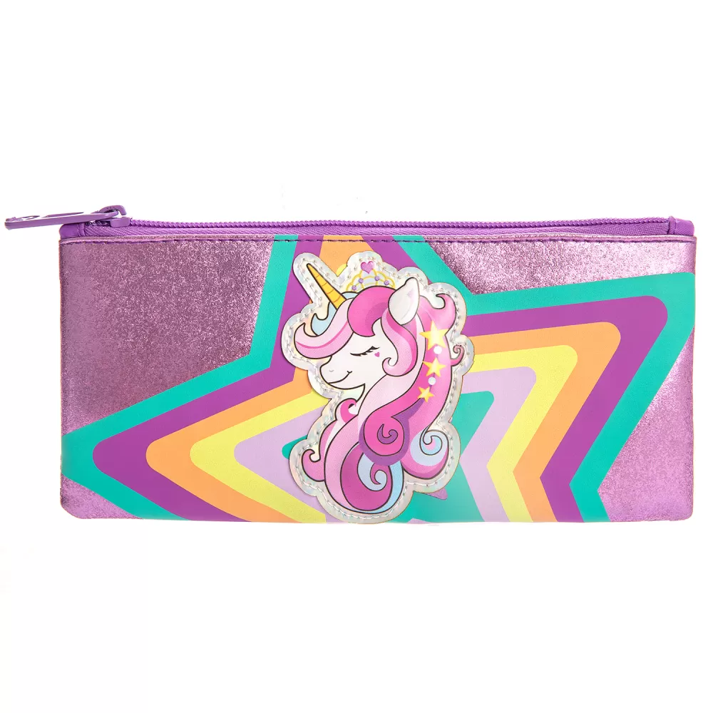 Eazy Kids 18&quot; Set of 4 School Bag Lunch Bag Activity Bag &amp; Pencil Case Unicorn - Pink