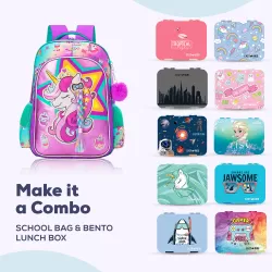 Eazy Kids 18" Set of 4 School Bag Lunch Bag Activity Bag & Pencil Case Unicorn - Pink