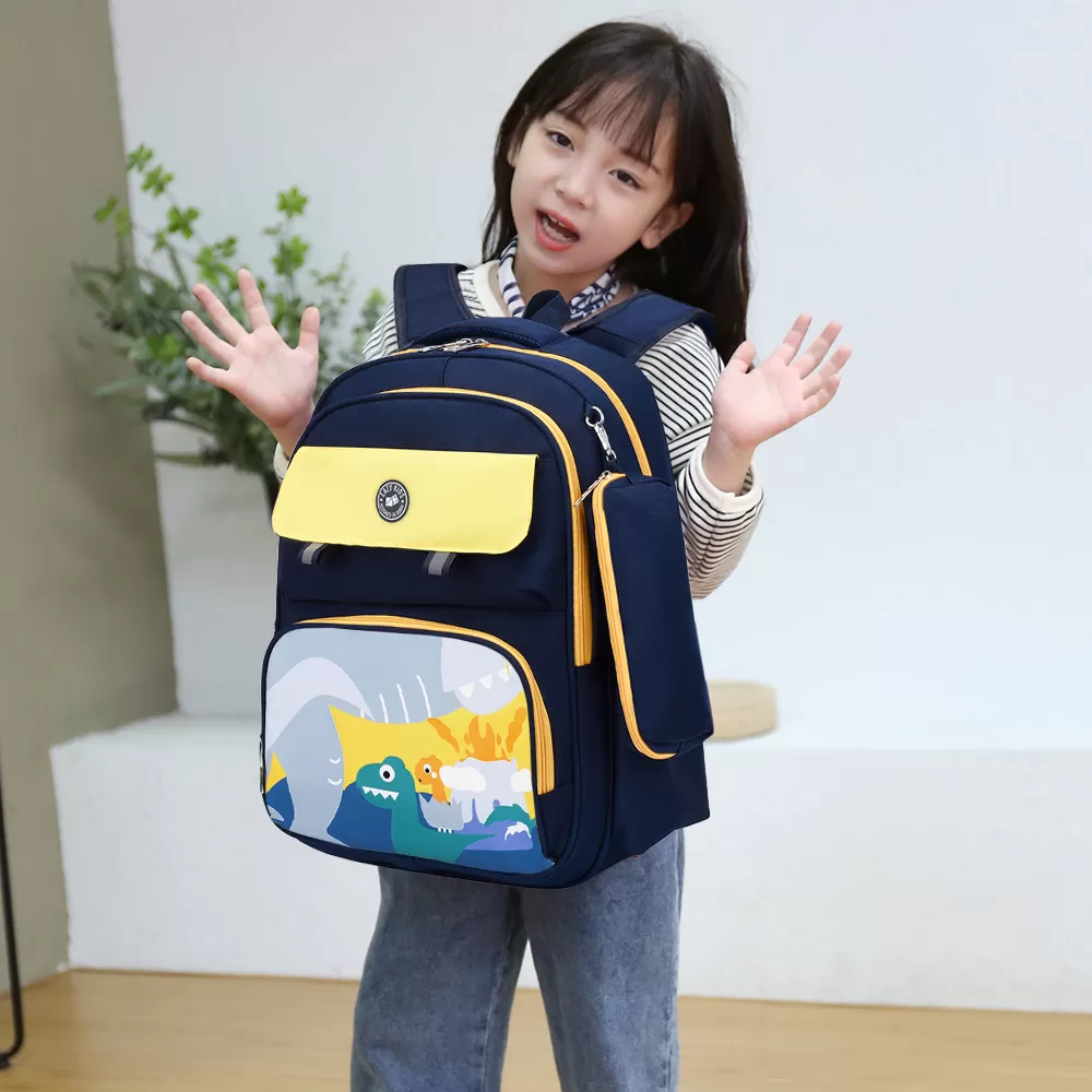 Eazy Kids School Bag Dino with Pencil Case - Blue