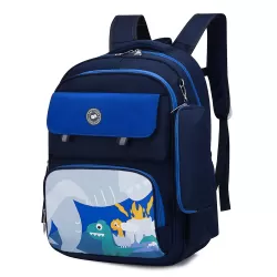 Eazy Kids Dino School Bag with Pencil Case - Dark Blue