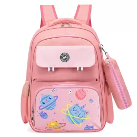 Eazy Kids Unicorn Planet School Bag with Pencil Case - Pink