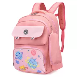 Eazy Kids Unicorn Planet School Bag with Pencil Case - Pink