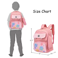 Eazy Kids Unicorn Planet School Bag with Pencil Case - Pink