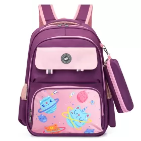 Eazy Kids Unicorn Planet school bag with Pencil Case - Purple