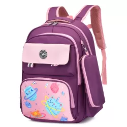 Eazy Kids Unicorn Planet school bag with Pencil Case - Purple