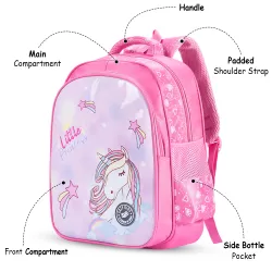 Eazy Kids Princess Unicorn School Bag - Pink