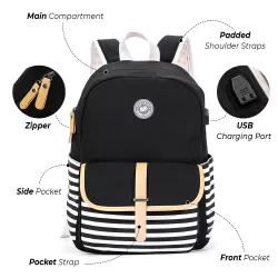 Eazy Kids Classic School Bag - Black