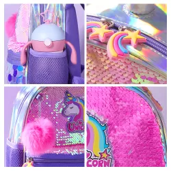 Eazy Kids Unicorn Sparkle Backpack-Pink