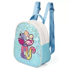 Eazy Kids-Sequin School Backpack-Cat Green